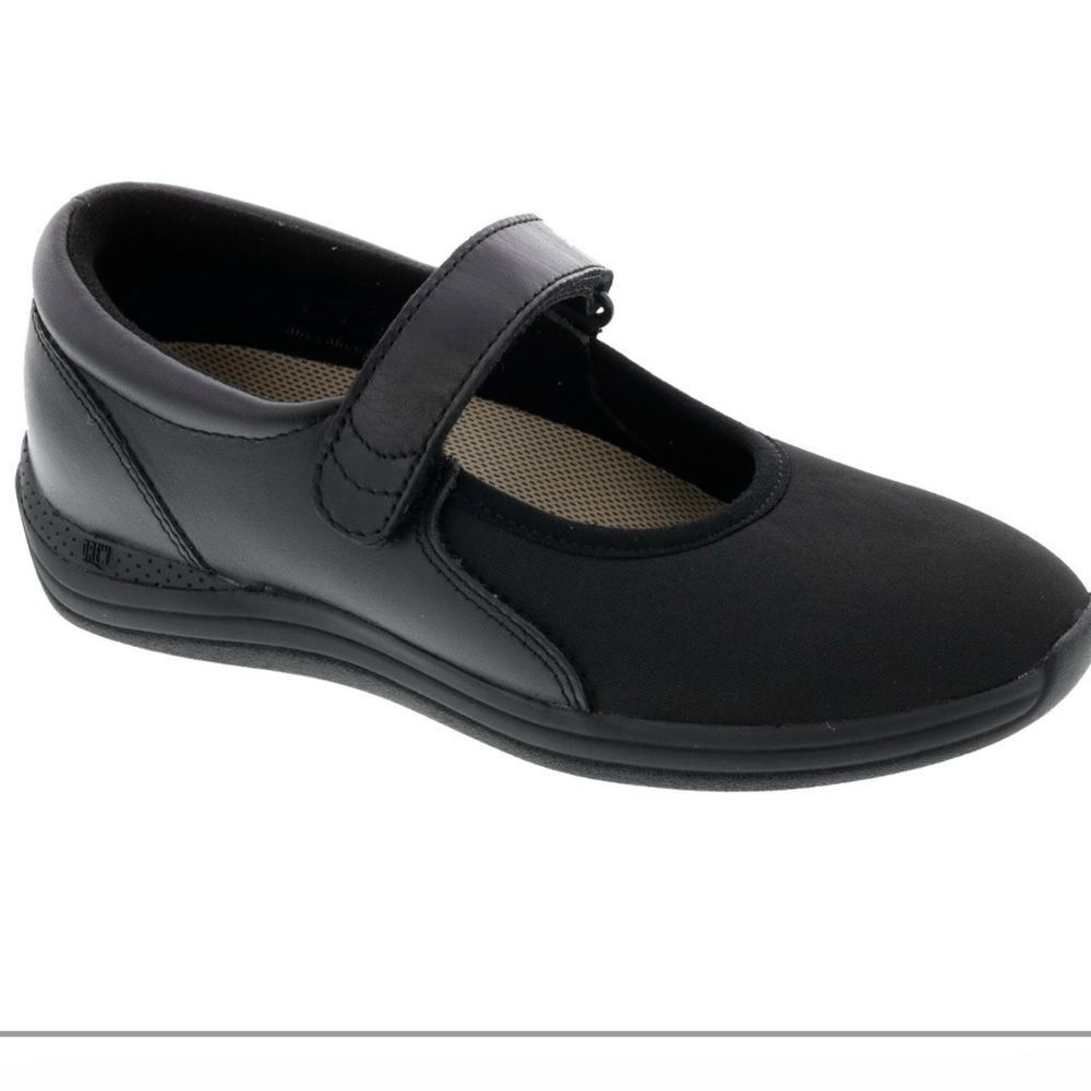 DREW Magnolia Mary Jane Black Leather Stretch Comfort Shoe 10N Diabetic Insole